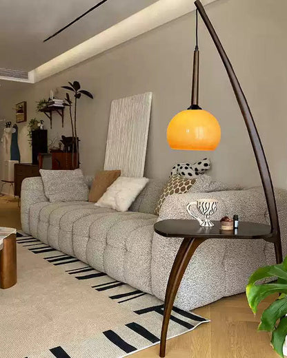Hanging Floor Lamp with Integrated Table