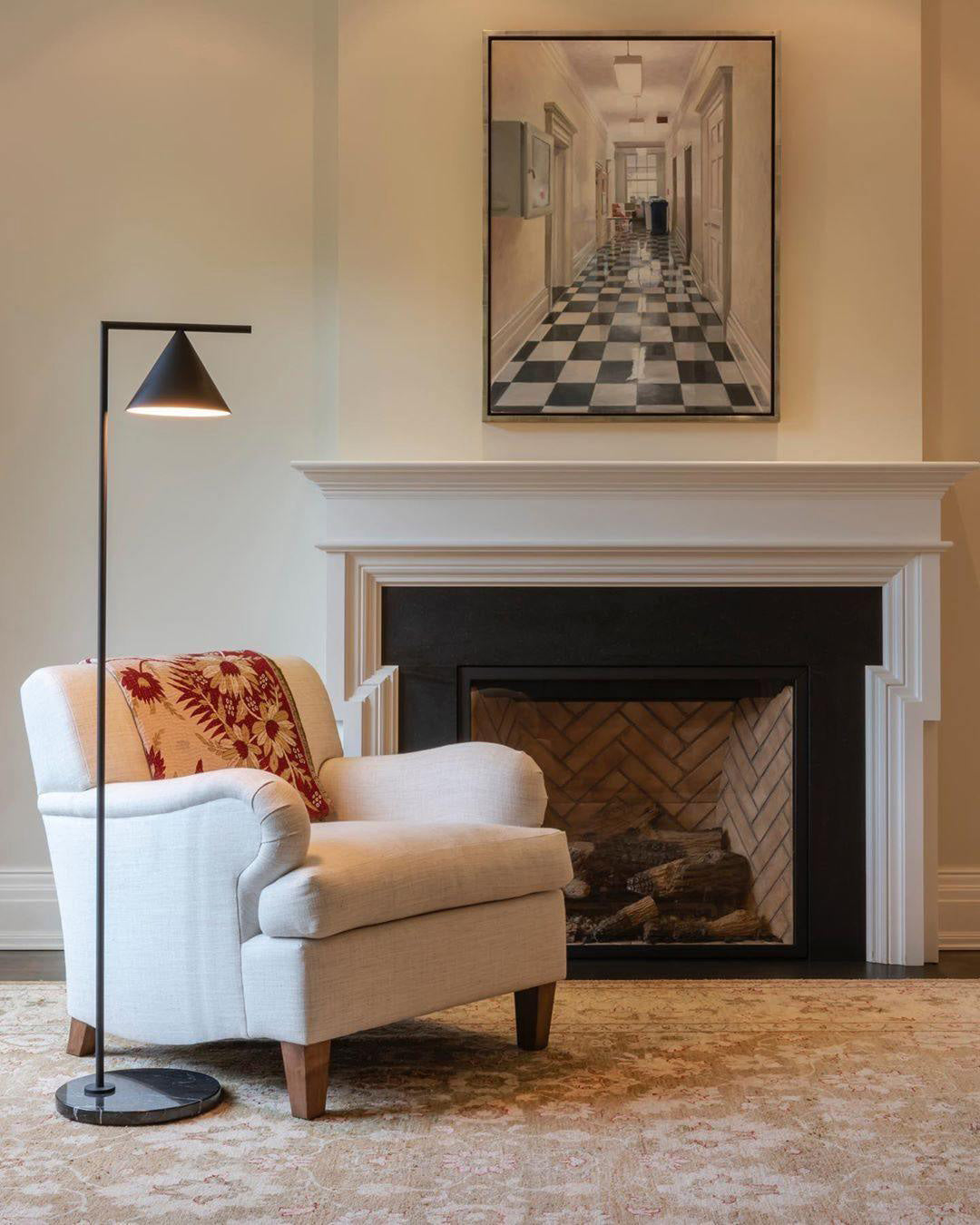 Adjustable Floor Lamp with Conical Shade