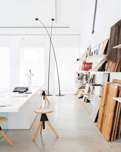 Black Adjustable Slim Floor Lamp