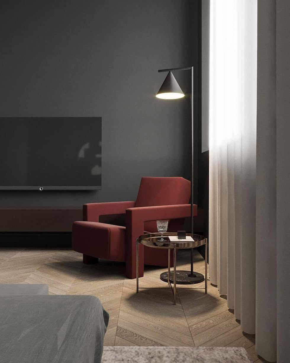 Adjustable Floor Lamp with Conical Shade