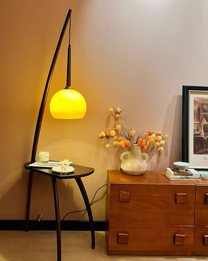 Hanging Floor Lamp with Integrated Table