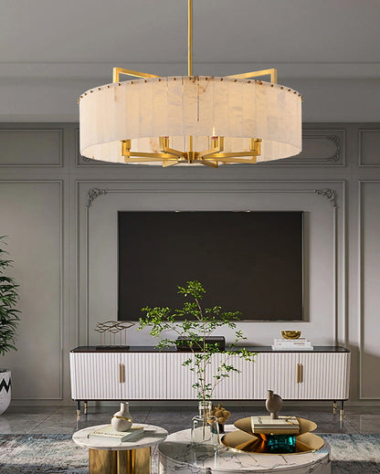 Round Mineral Gold Chandelier