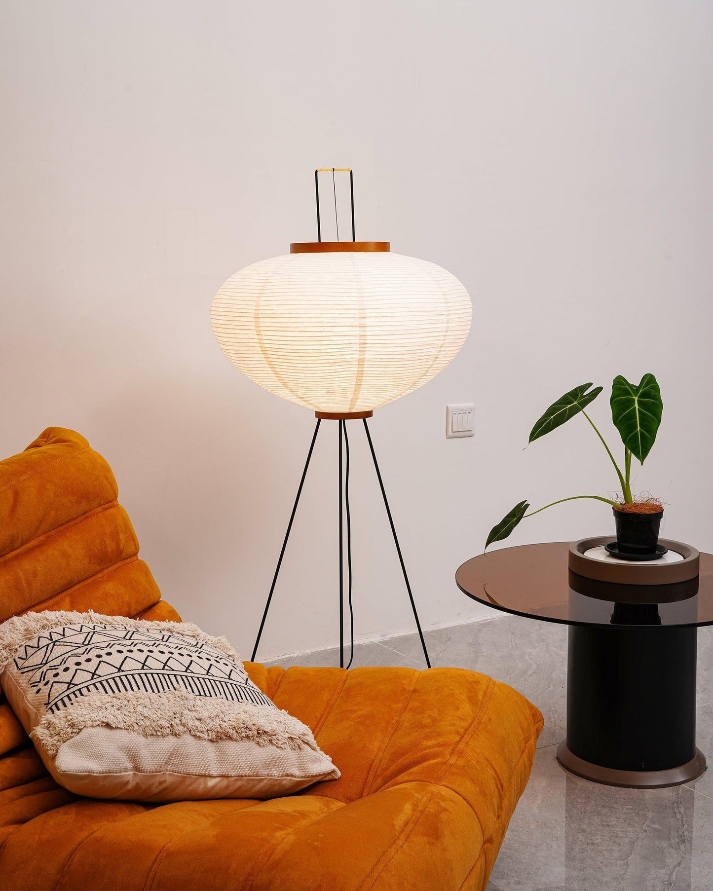 Lantern Fabric Tripod Floor Lamp