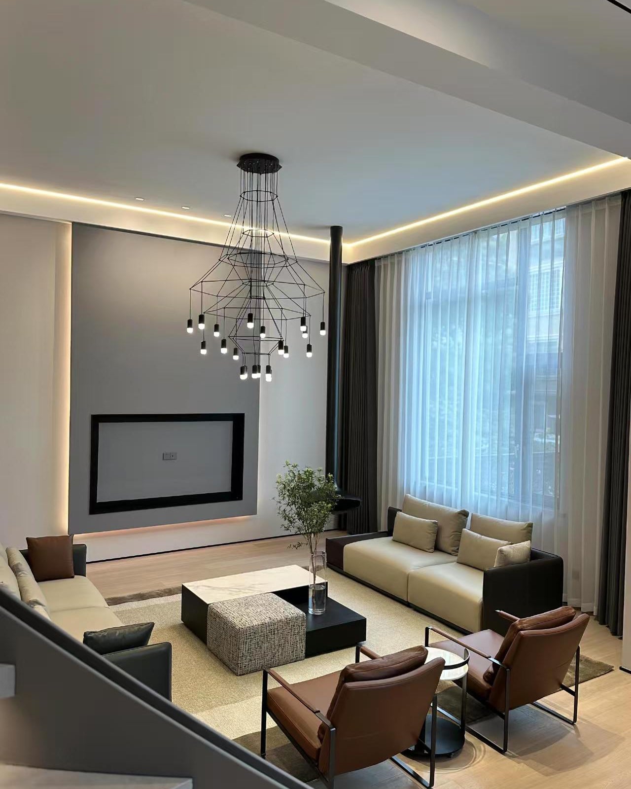 Sculptural Wire Chandelier