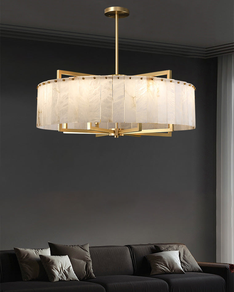 Round Mineral Gold Chandelier