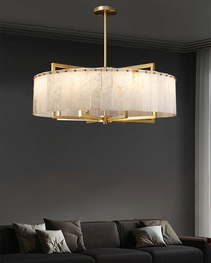 Round Mineral Gold Chandelier