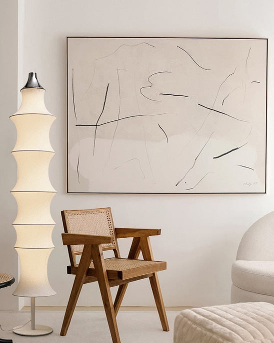 Japandi Silk Column Floor Lamp