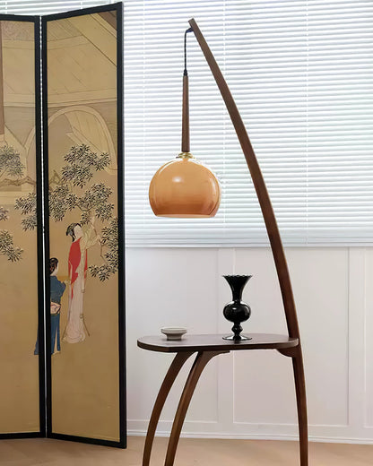 Hanging Floor Lamp with Integrated Table