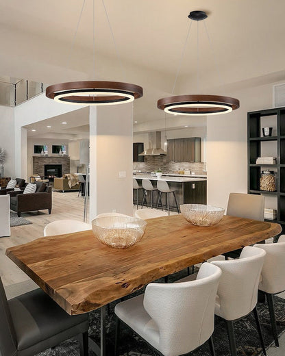 Circular Chandelier - Oak Light