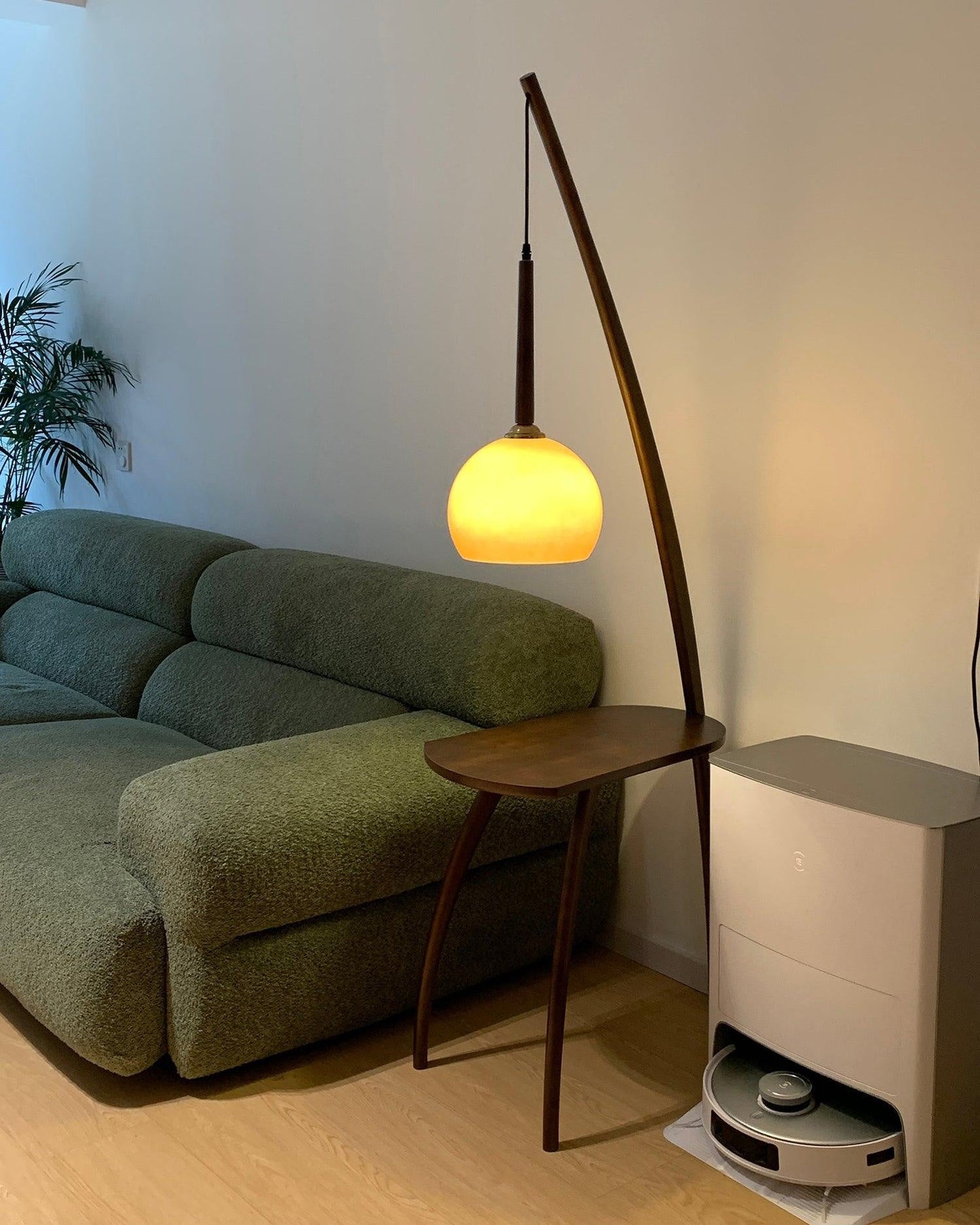 Hanging Floor Lamp with Integrated Table
