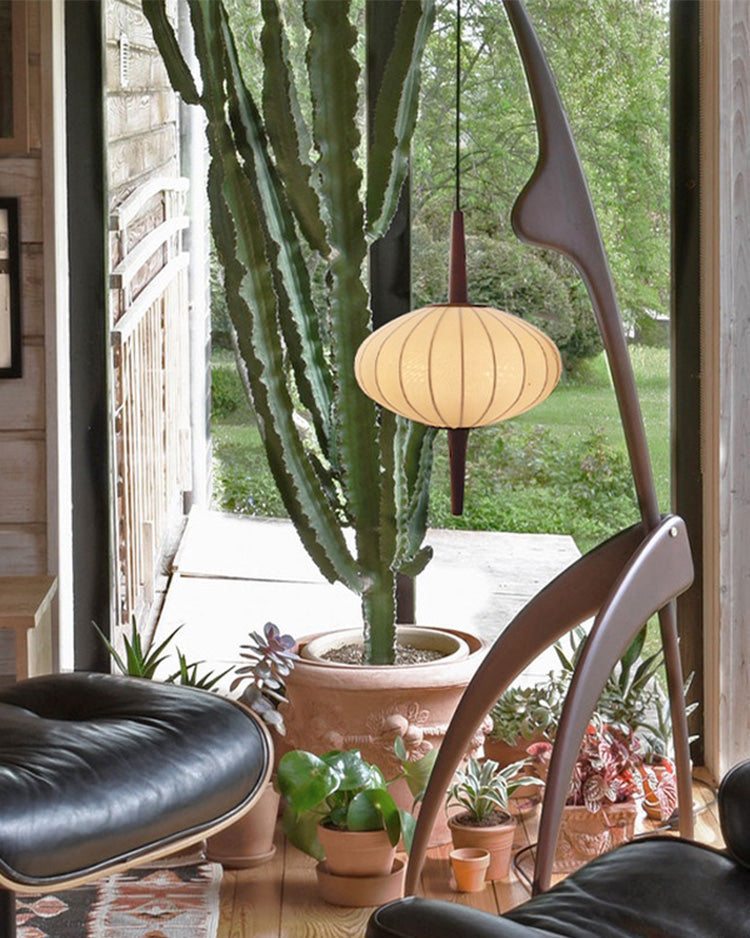 Wooden Tripod Floor Lamp with Saucer Shade