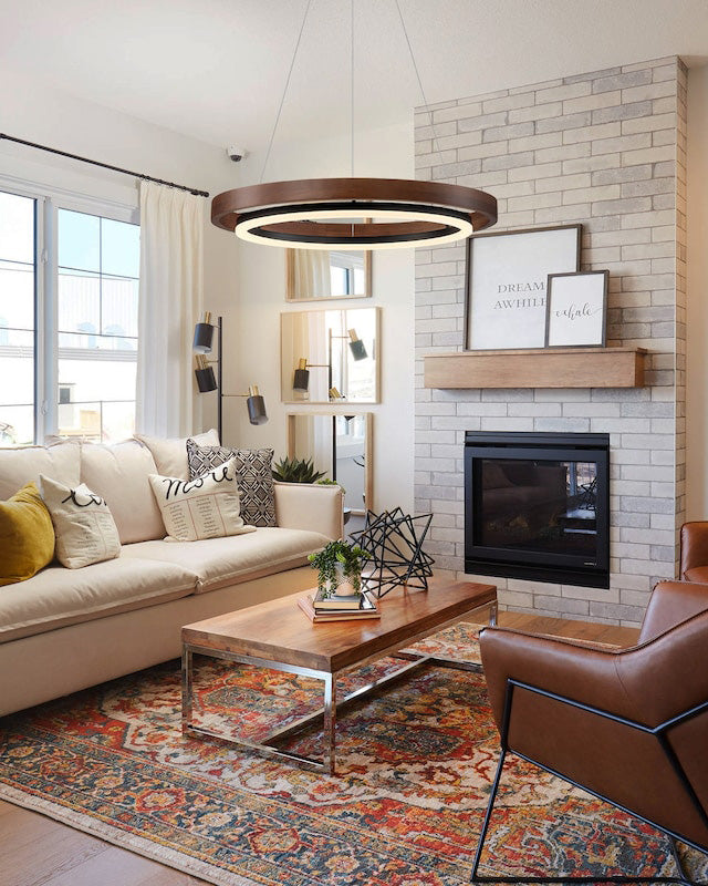 Circular Chandelier - Oak Light