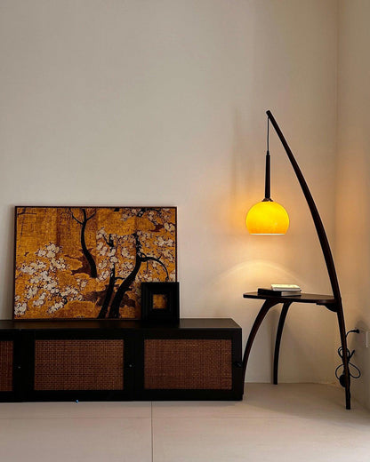 Hanging Floor Lamp with Integrated Table