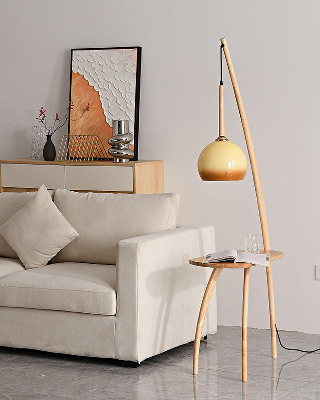 Hanging Floor Lamp with Integrated Table