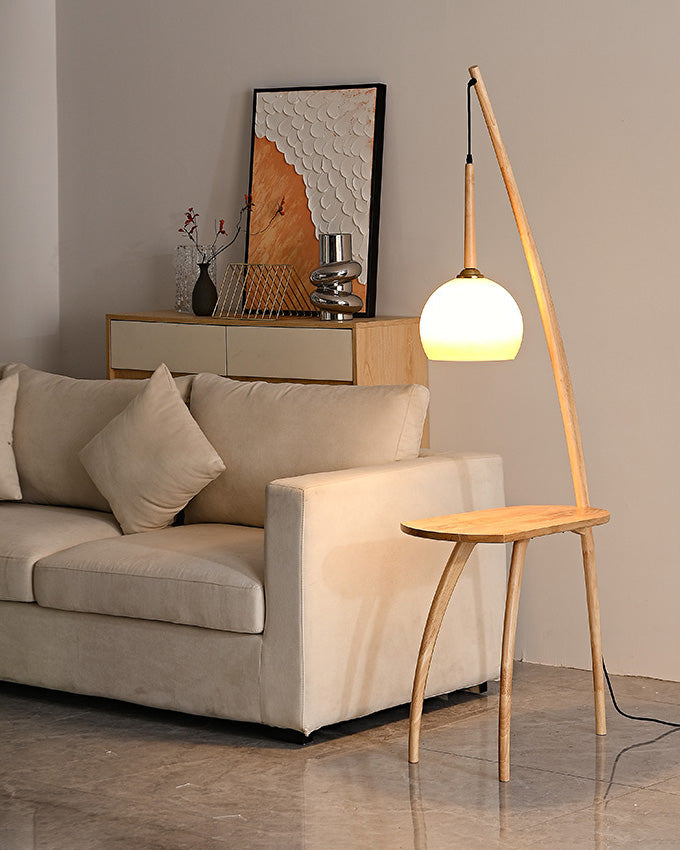 Hanging Floor Lamp with Integrated Table