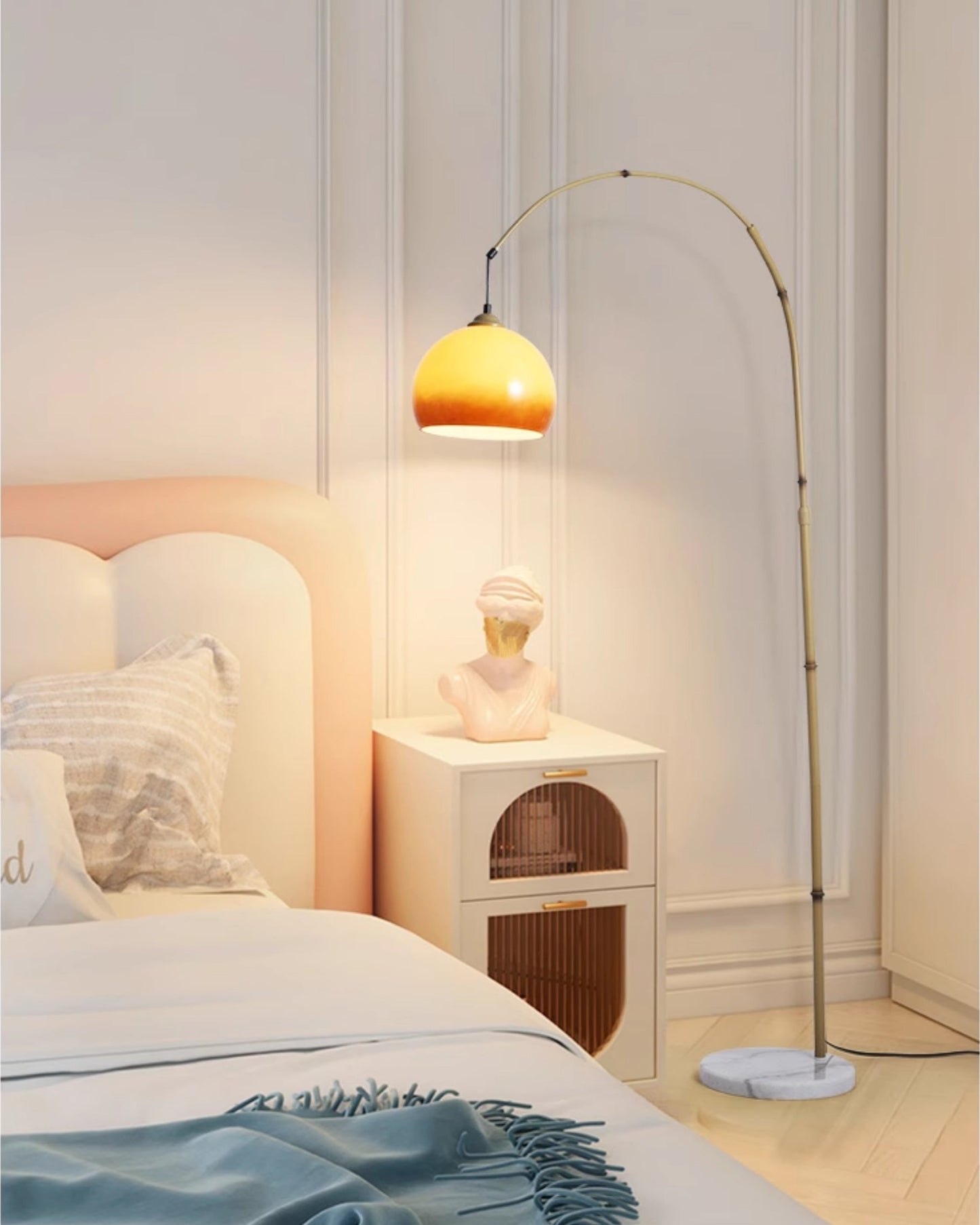Bamboo Arc Hanging Floor Lamp