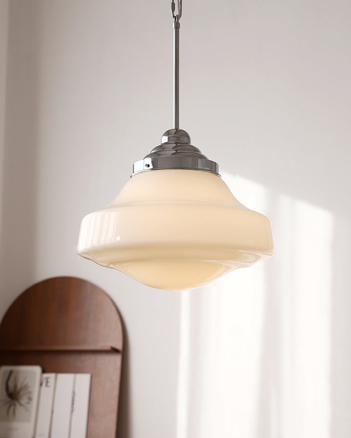 Vintage Opaline Glass Pendant Light