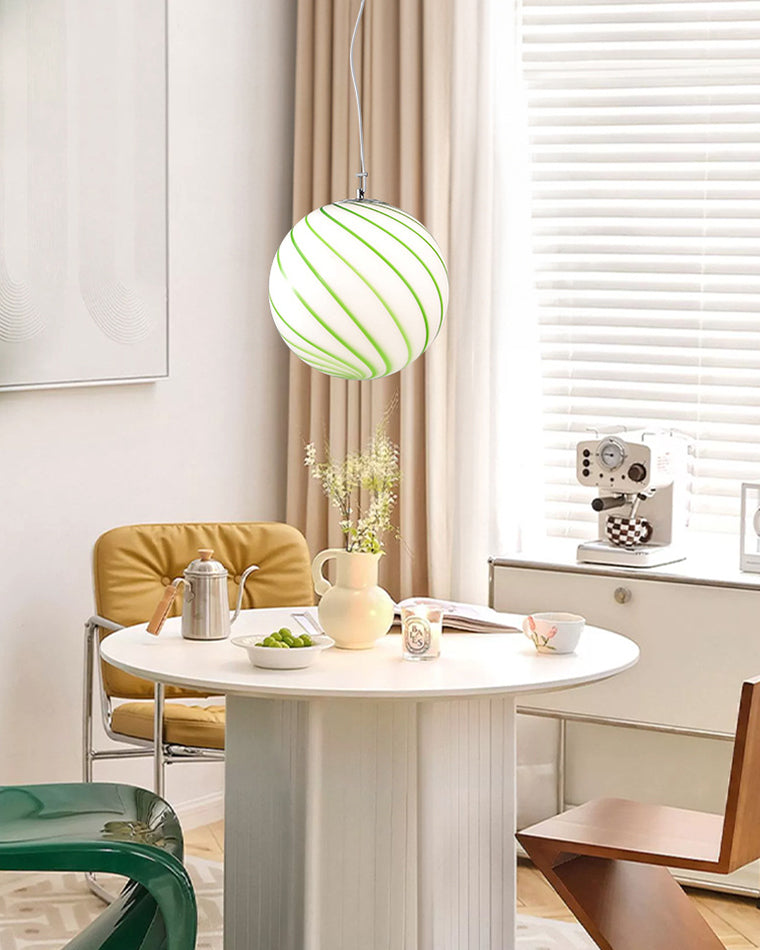 Swirling Glass Globe Pendant Light