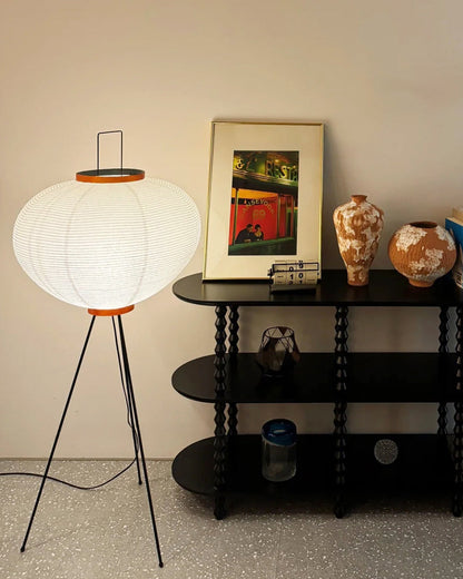 Lantern Fabric Tripod Floor Lamp