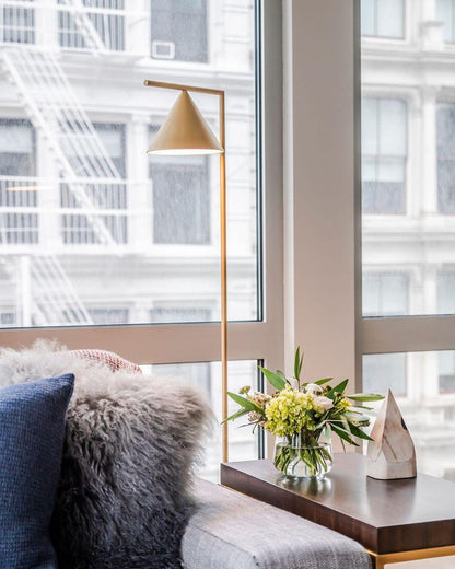 Adjustable Floor Lamp with Conical Shade
