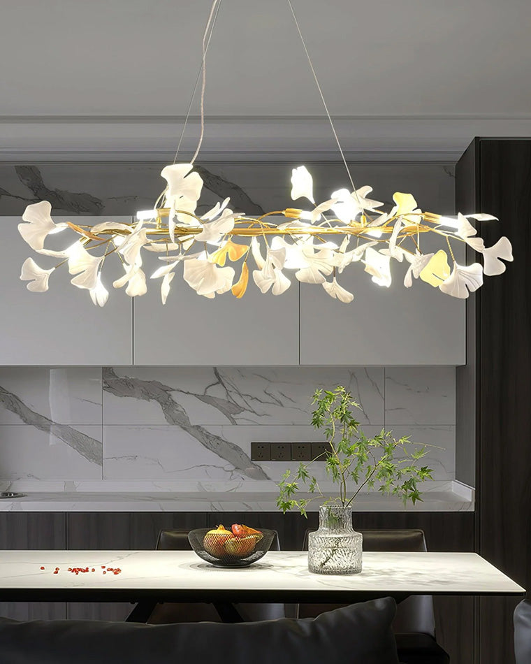 Linear Chandelier Sparkle Leaves