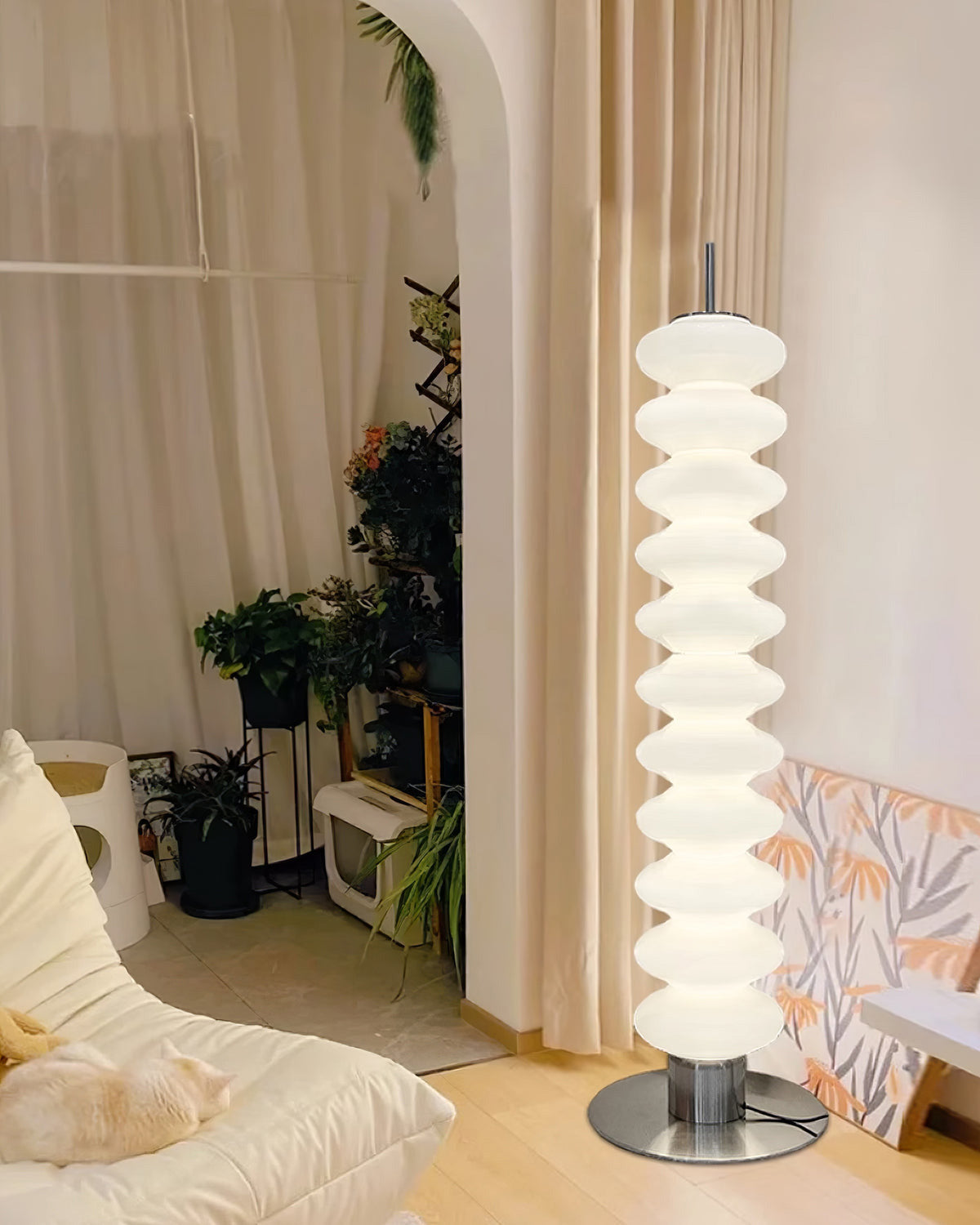 Glass Ball Column Floor Lamp
