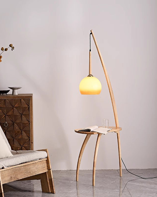 Hanging Floor Lamp with Integrated Table