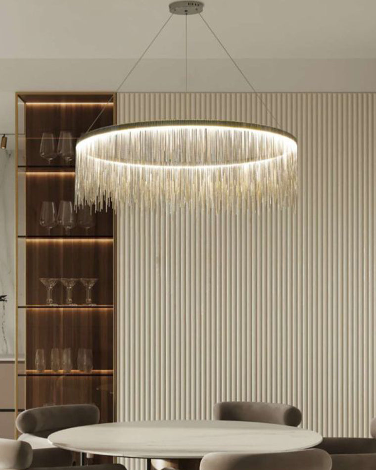 Round Chandelier - Fringed Shine