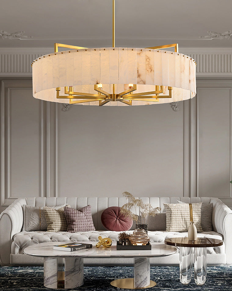Round Mineral Gold Chandelier