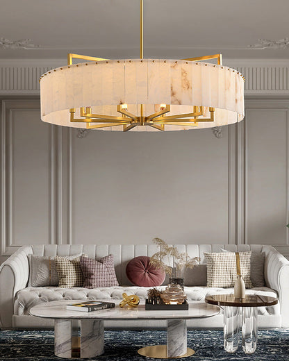 Round Mineral Gold Chandelier