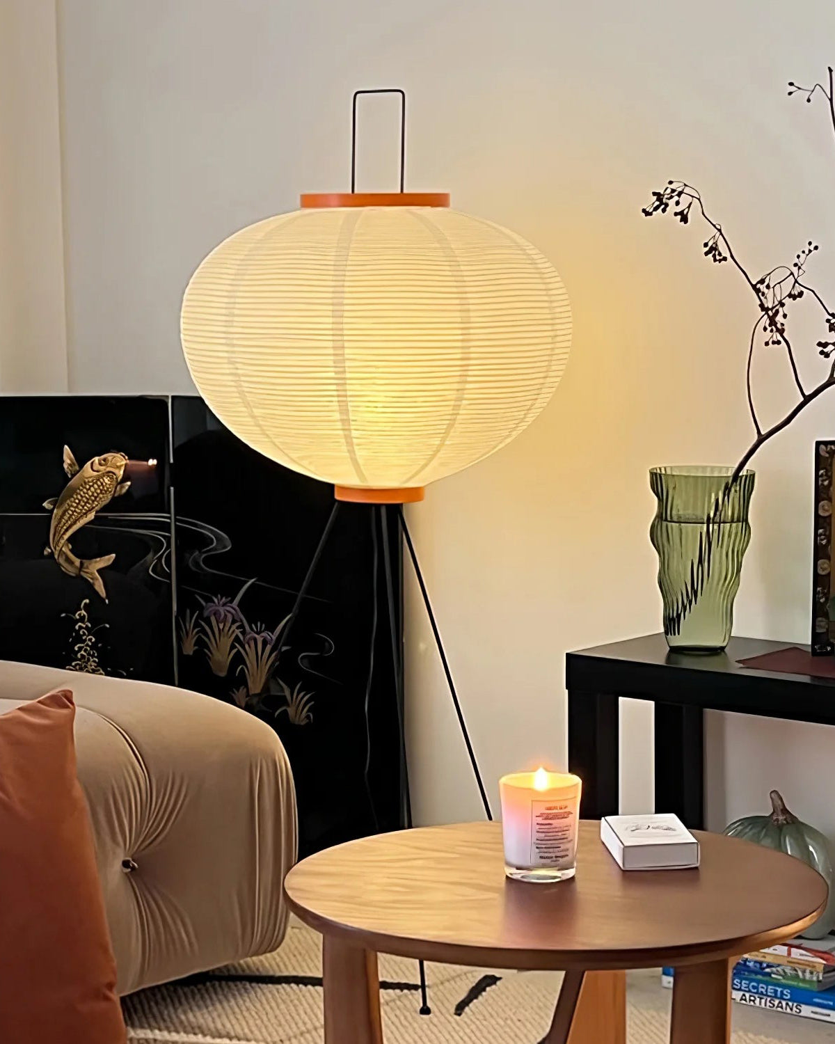 Lantern Fabric Tripod Floor Lamp