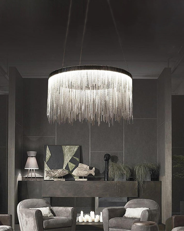 Round Chandelier - Fringed Shine