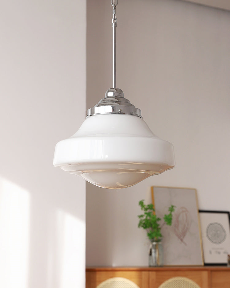 Vintage Opaline Glass Pendant Light