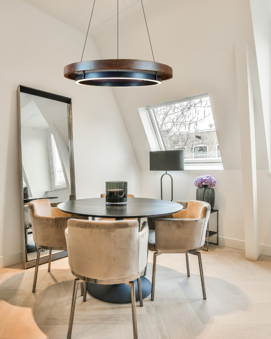 Circular Chandelier - Oak Light