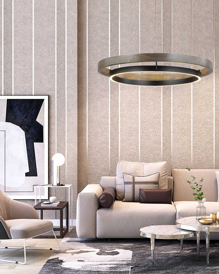Circular Chandelier - Oak Light