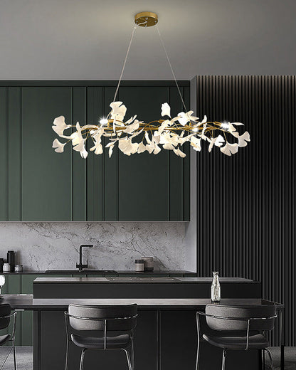 Linear Chandelier Sparkle Leaves