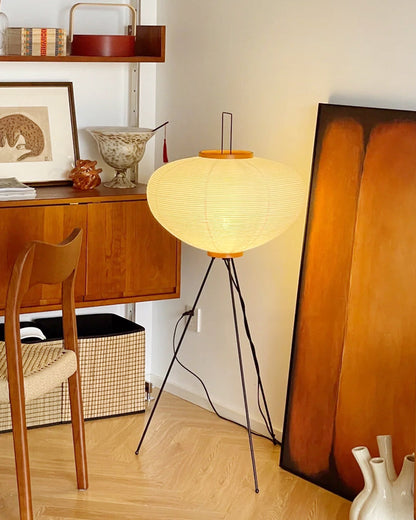 Lantern Fabric Tripod Floor Lamp