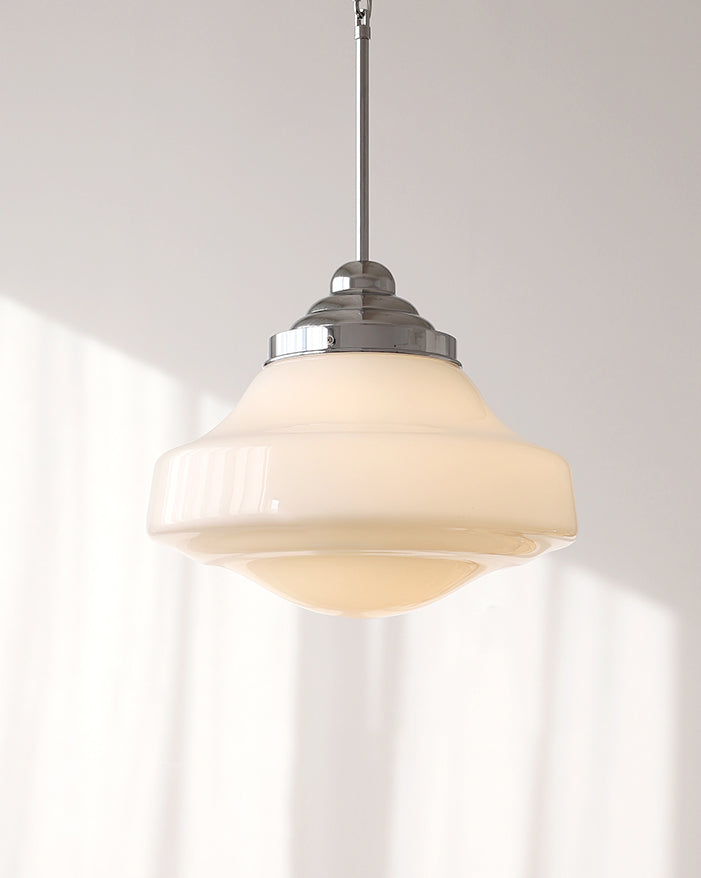 Vintage Opaline Glass Pendant Light