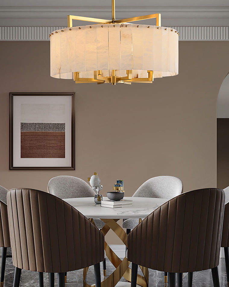 Round Mineral Gold Chandelier