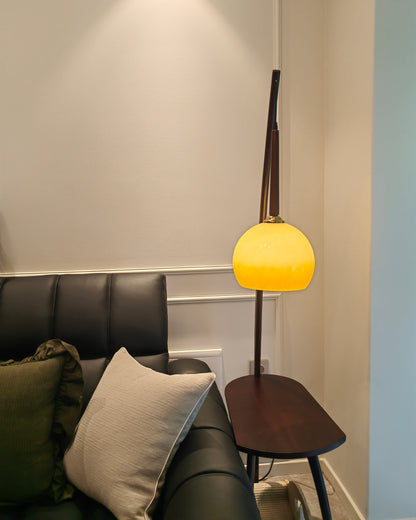 Hanging Floor Lamp with Integrated Table