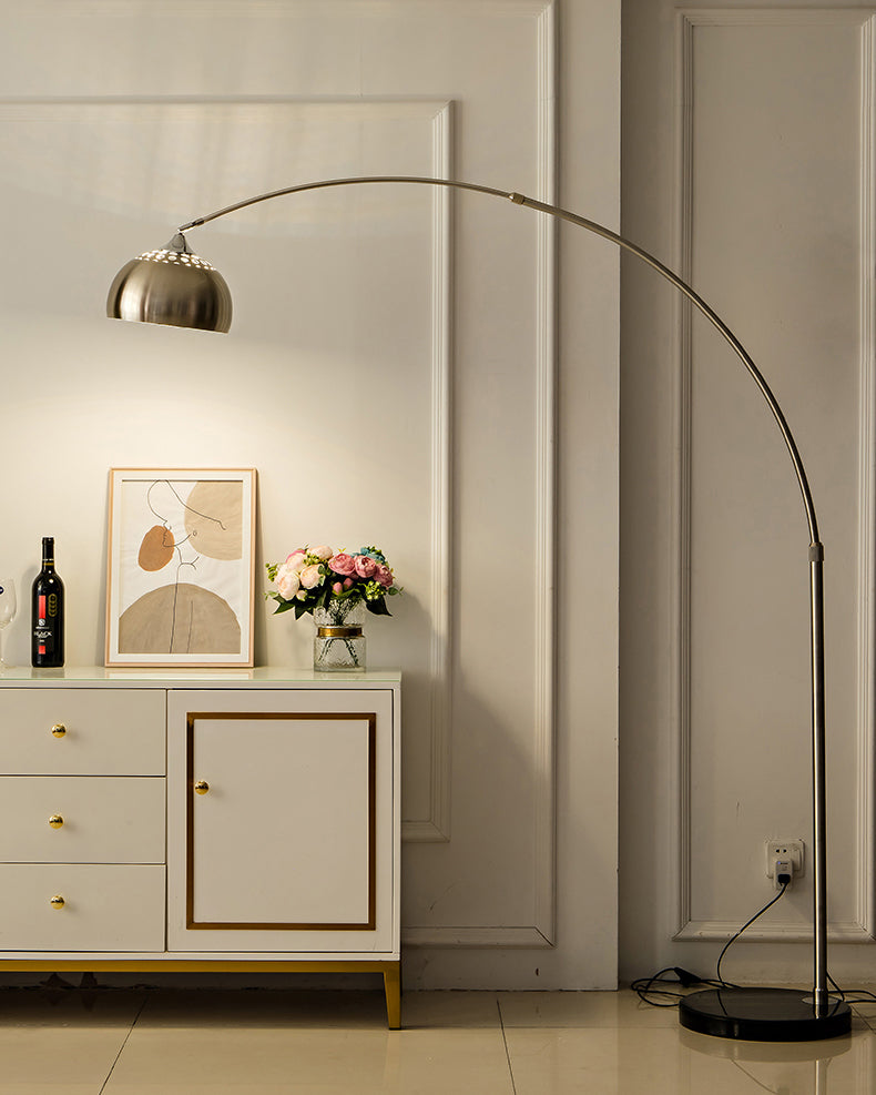 Arc Floor Lamp with Stainless Steel Dome Shade