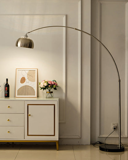 Arc Floor Lamp with Stainless Steel Dome Shade