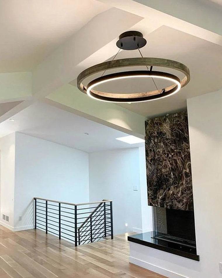 Circular Chandelier - Oak Light