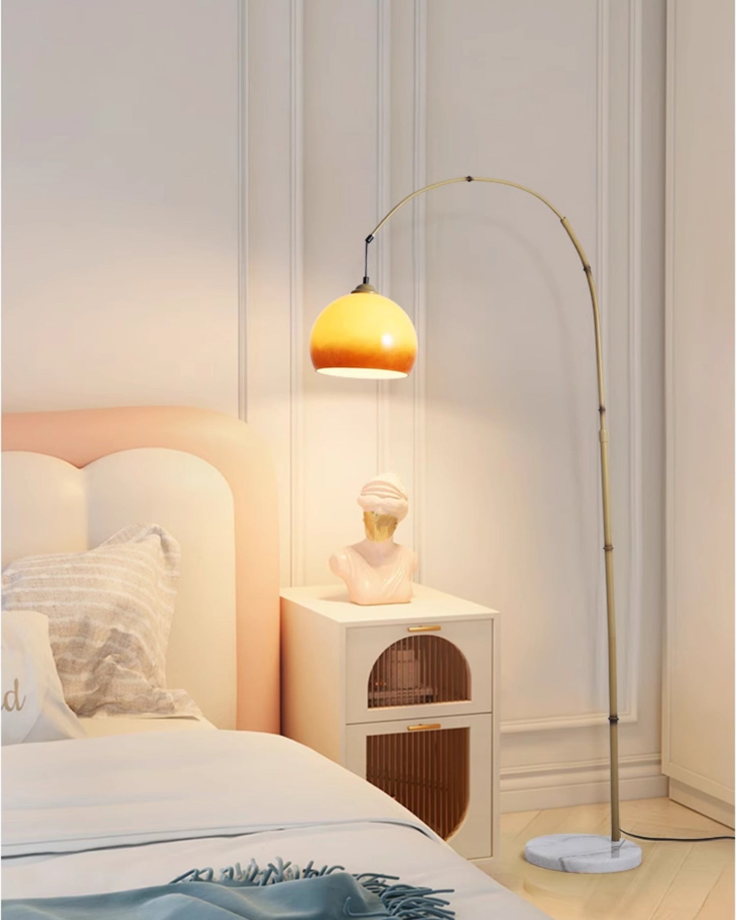 Bamboo Arc Hanging Floor Lamp