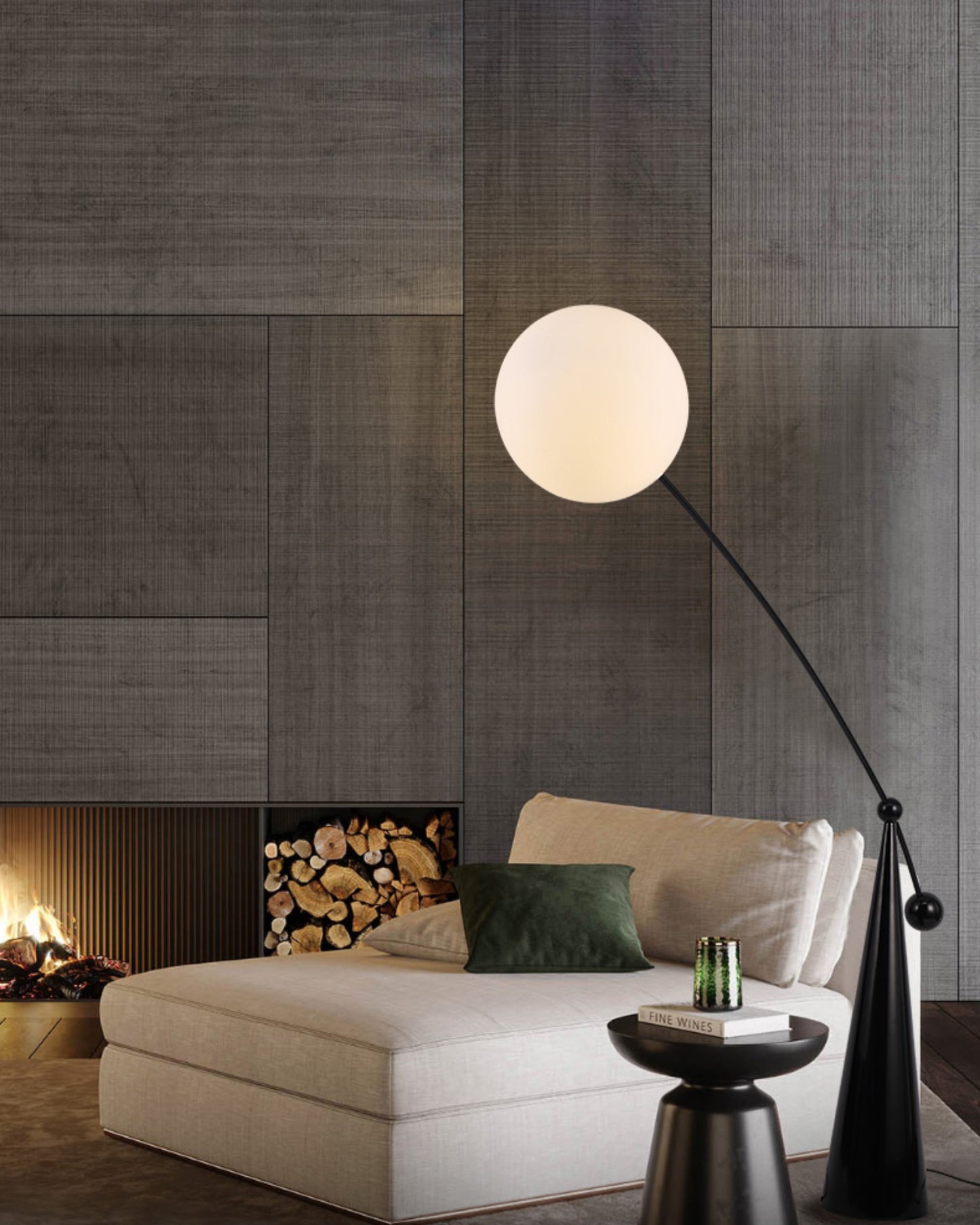Glass Globe Cantilever Floor Lamp