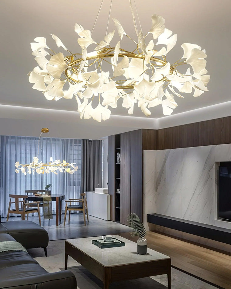 Linear Chandelier Sparkle Leaves