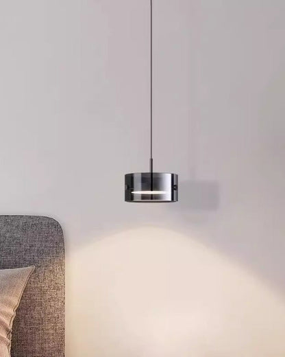 Black Glass Drum Pendant Light