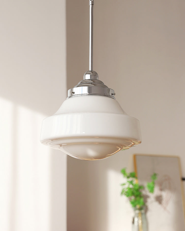 Vintage Opaline Glass Pendant Light