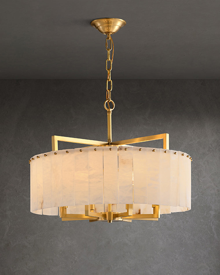 Round Mineral Gold Chandelier