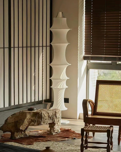 Japandi Silk Column Floor Lamp